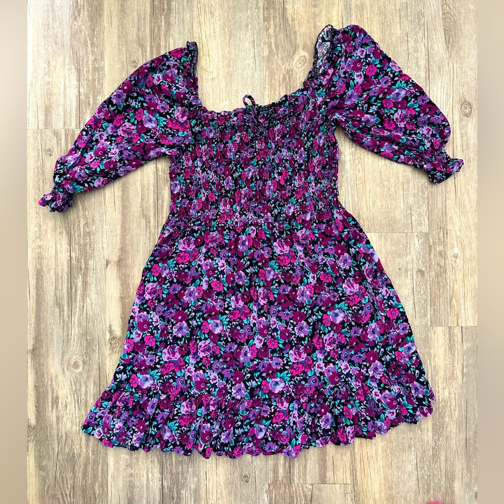 Woman‘s Wild Fable Purple Green Floral Mini Dress - Medium